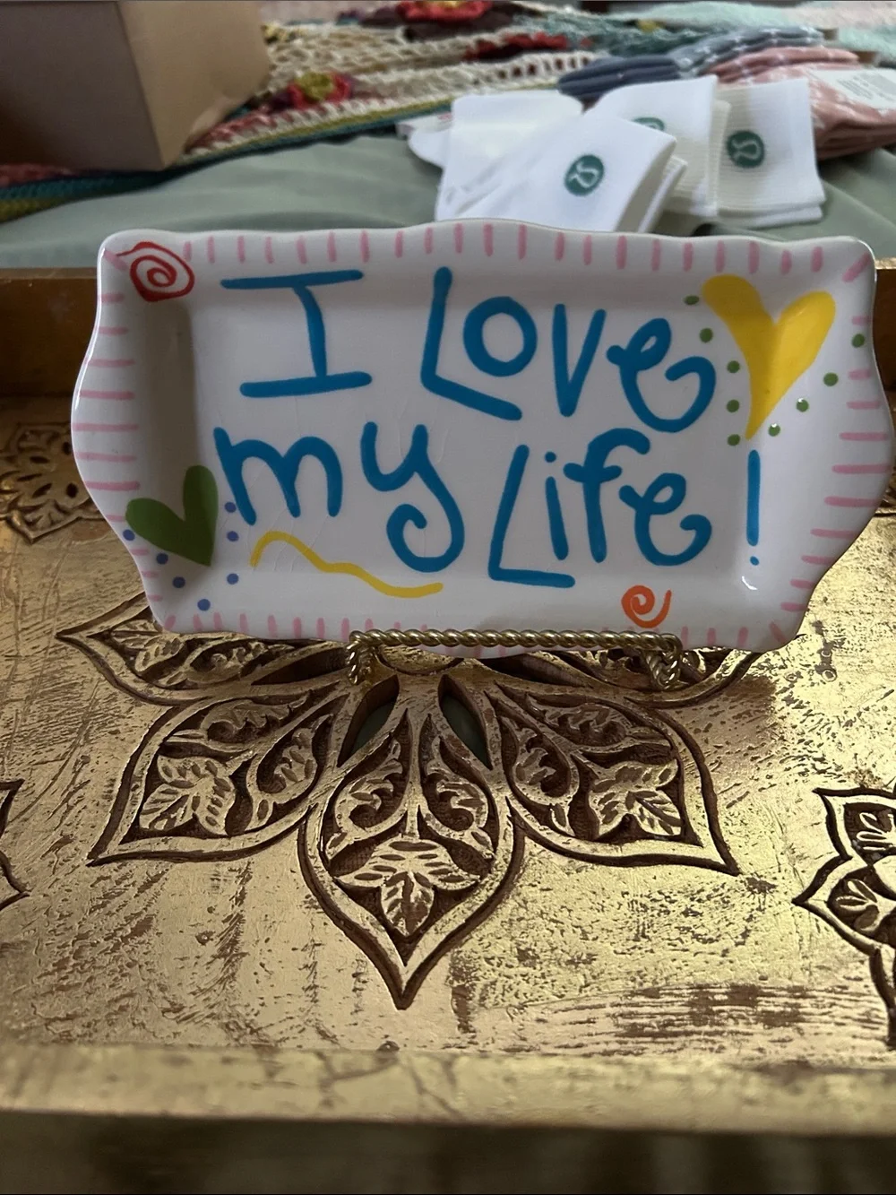 Express Pink Polka Dot 'I Love You' Frame with Colorful Trinket Dish